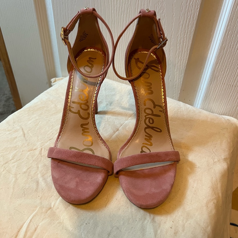 Sam Edelman Pink Suede Ankle Strap Heels